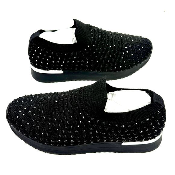 Kenneth Cole Reaction Cameron Jewel Knit Joggers Sneakers Shoes Size 8W Black - Picture 5 of 6